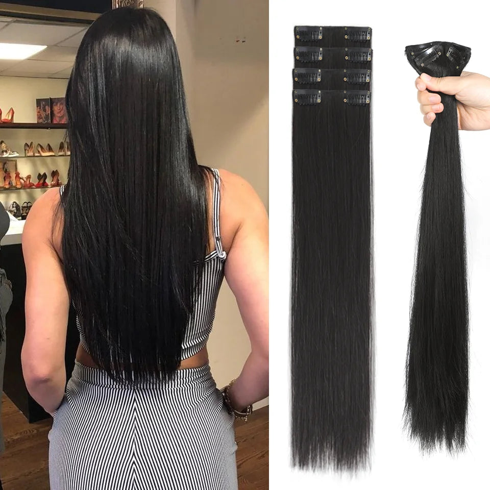 Straight Clip-In Synthetic Hair Extensions Set