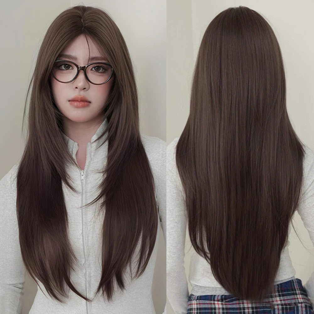 Long Straight Cosplay Wig with Bangs for Parties - 87