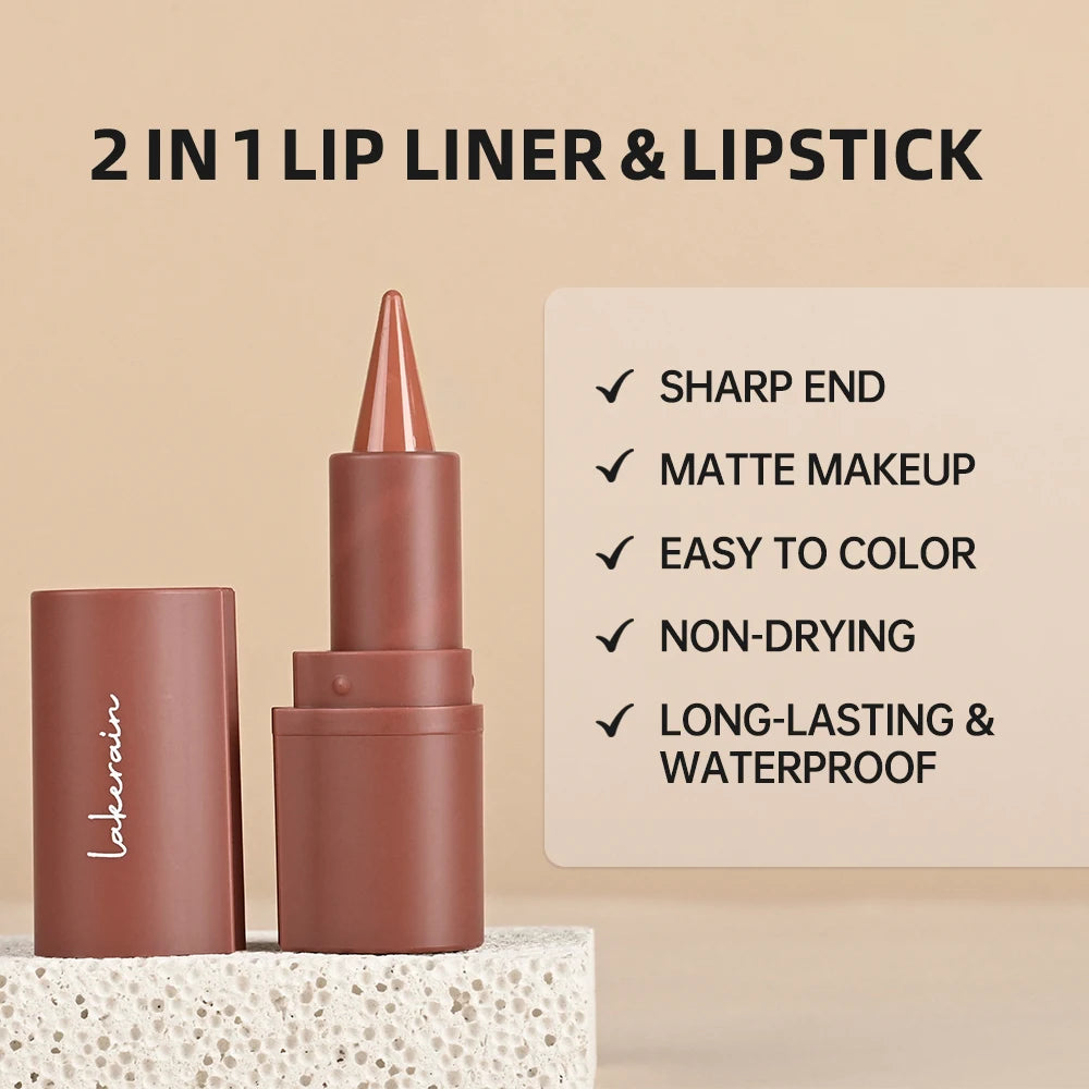 2-in-1 Waterproof Matte Lipstick and Lip Liner Crayon for All-Day Wear