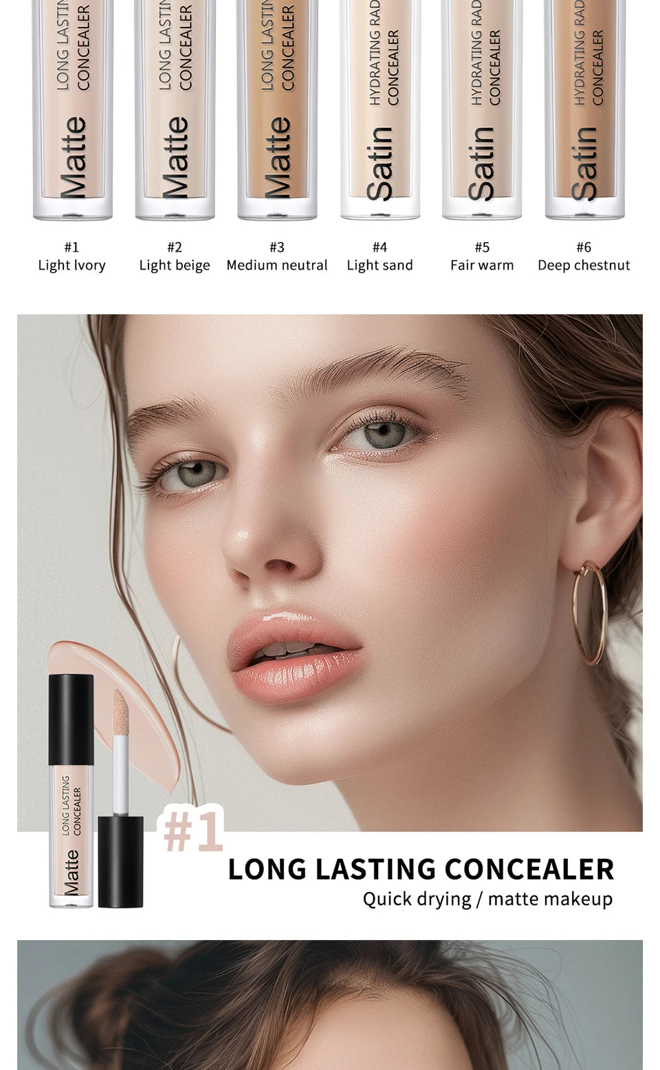 Full Coverage Matte Finish Liquid Concealer for All Skin Types - 8