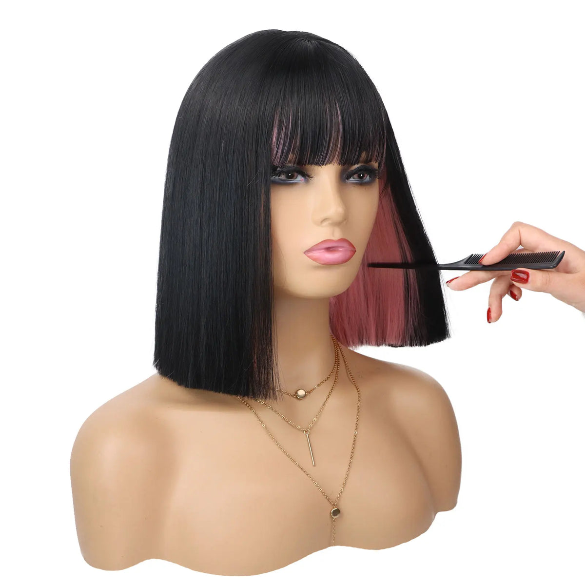 Short Straight Bob Wig with Bangs for Women Daily and Cosplay Wear