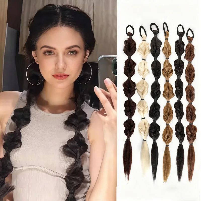 Synthetic Bubble Braid Ponytail Extension for Effortless Hairstyles - 1