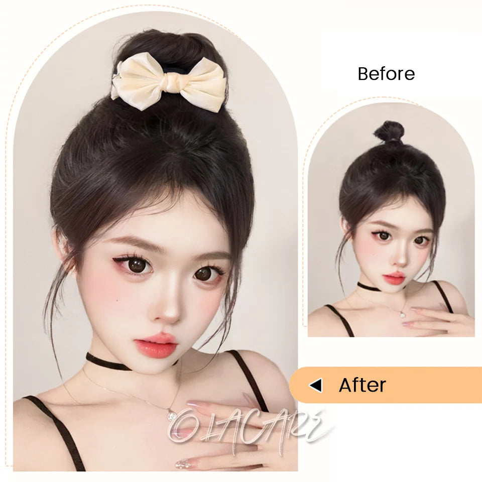 Synthetic Flower Bud Hair Bun Extension with Claw Clip