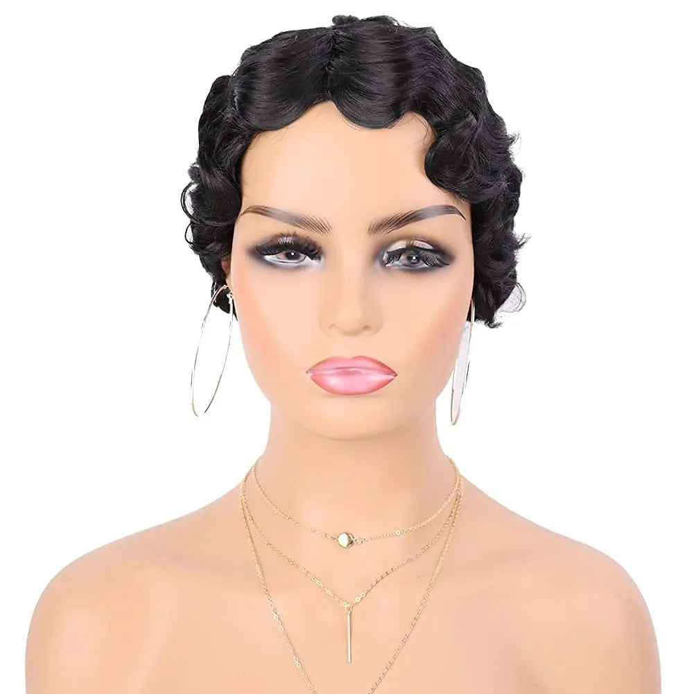 Short Finger Wave Curly Wig for Women Retro 1920s Style Party Hair