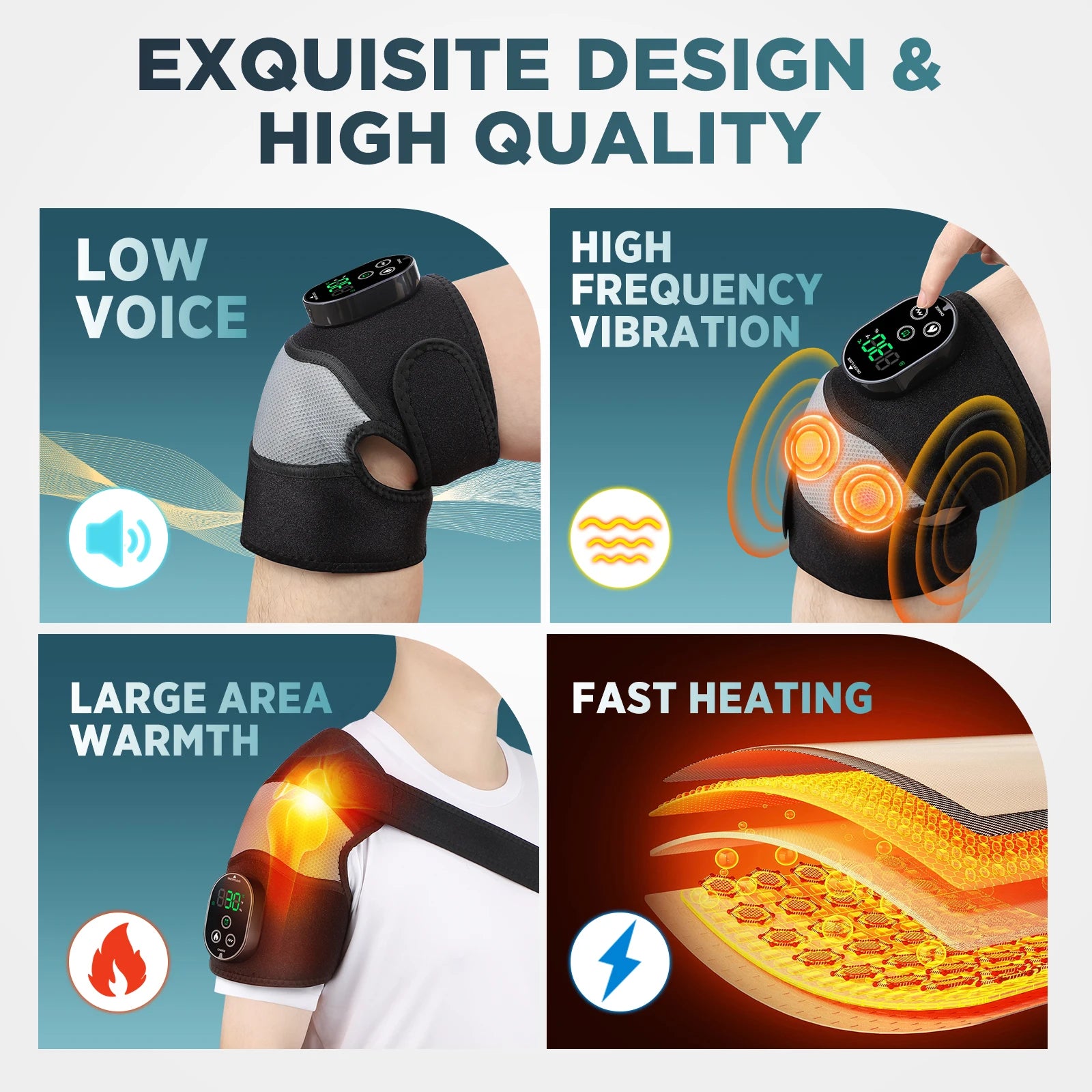 Heated Vibration Knee Massager Wrap for Joint Pain Relief and Recovery - 5
