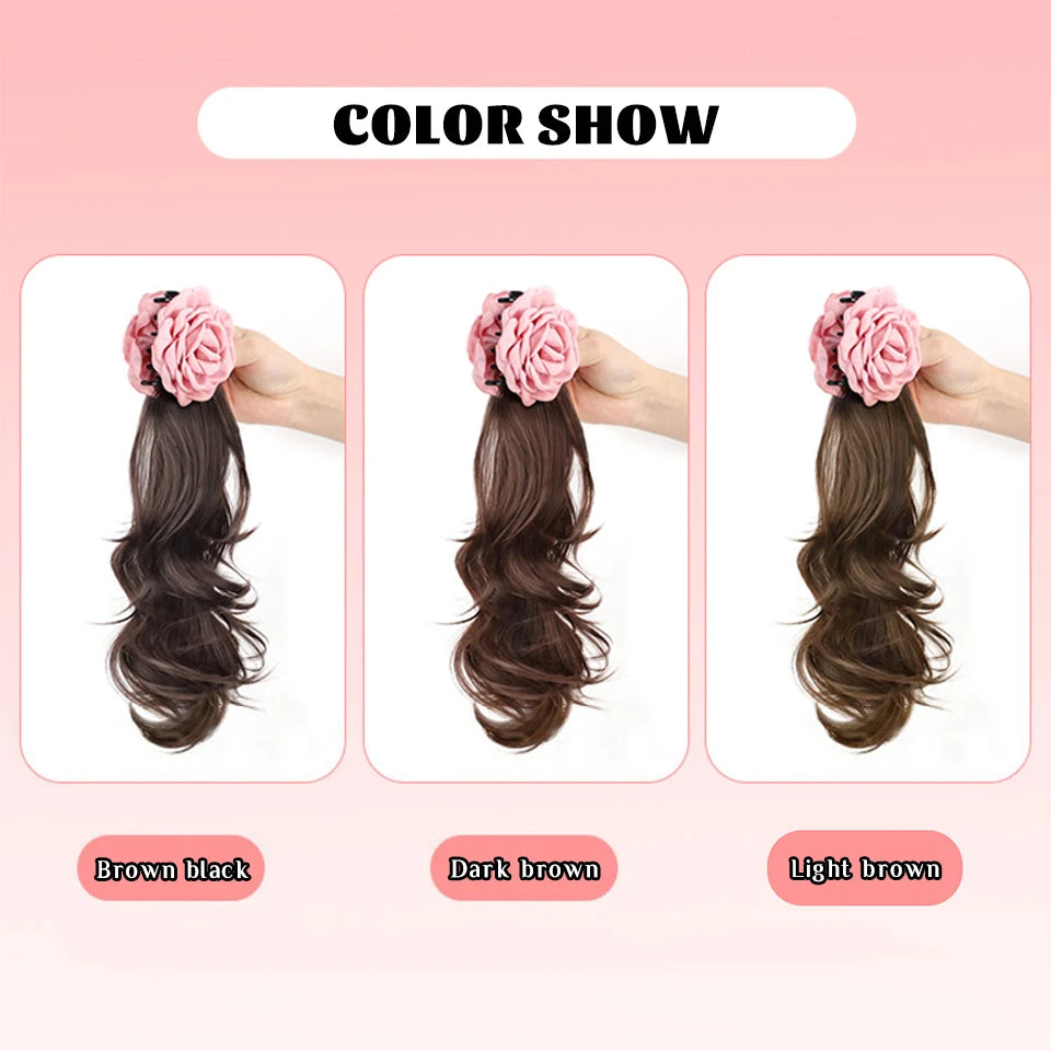 Wavy Ponytail Hair Extension with Rose Clip