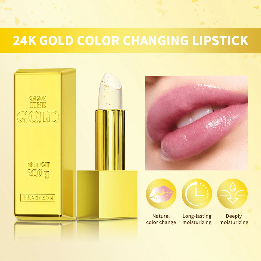 Color Changing Gold Flake Lip Balm for Hydration and Natural Pink Tint - 3