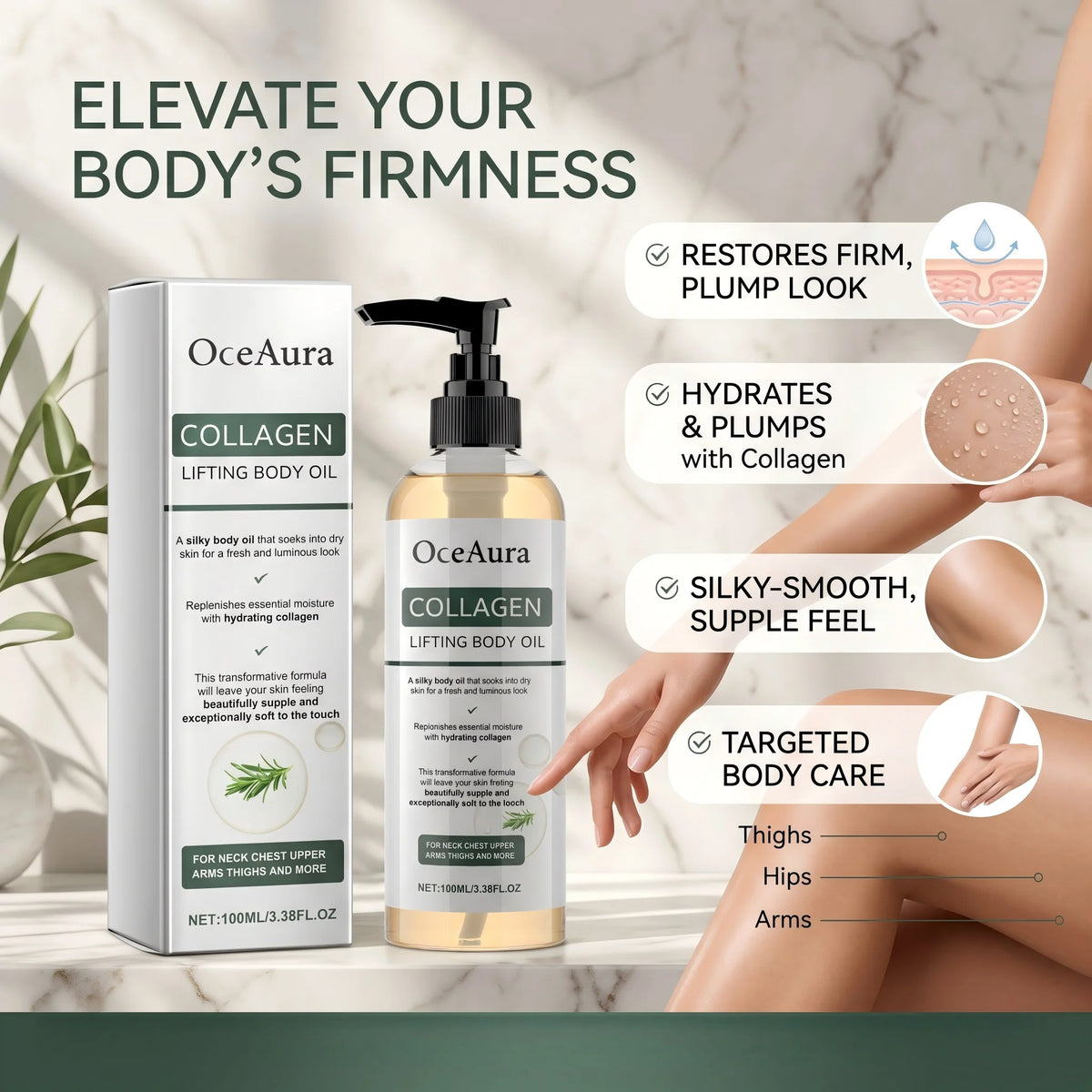 Collagen Body Firming Massage Oil for Skin Tightening and Hydration