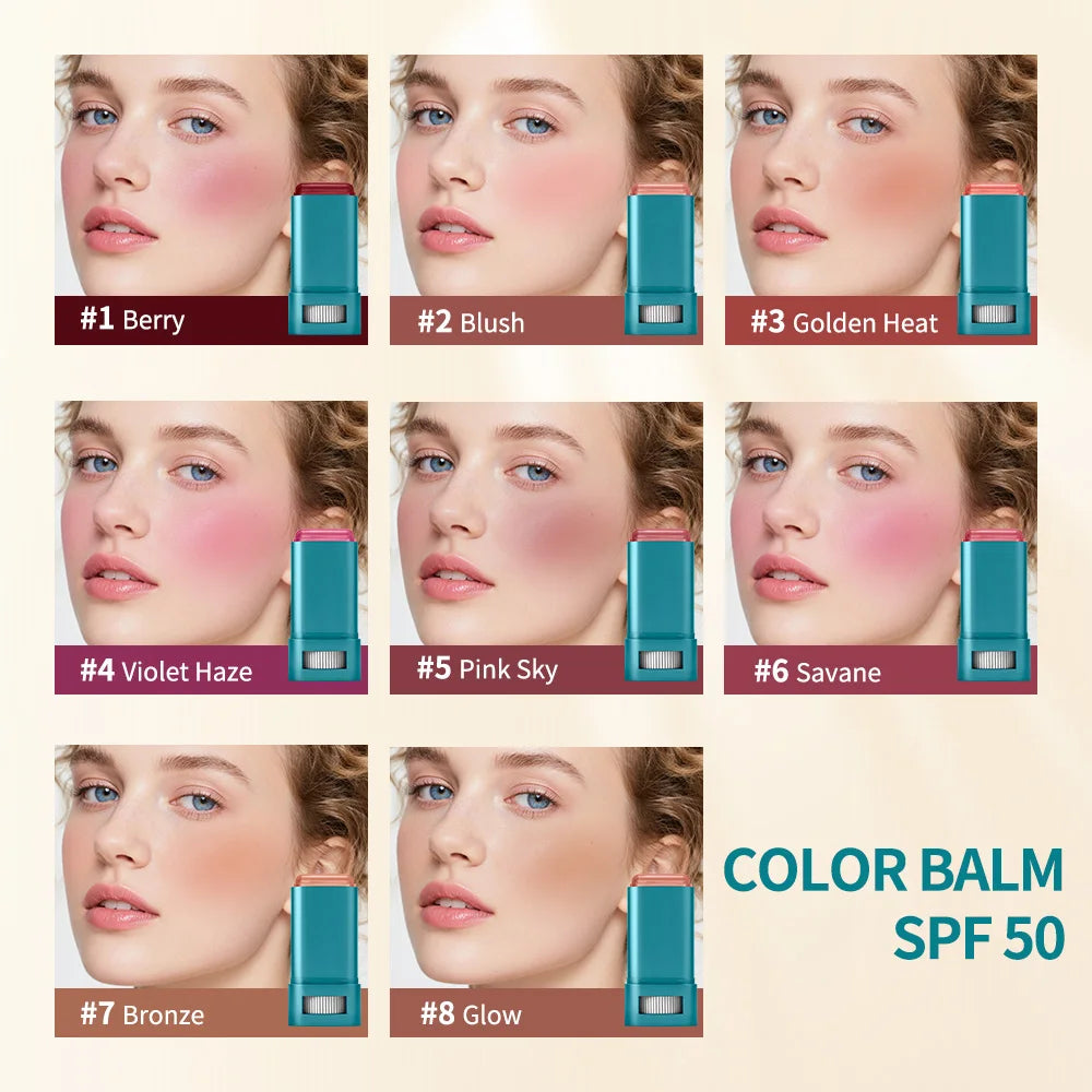 Hydrating SPF 50 Tinted Blush Balm Stick for Natural Sun Protection - 4