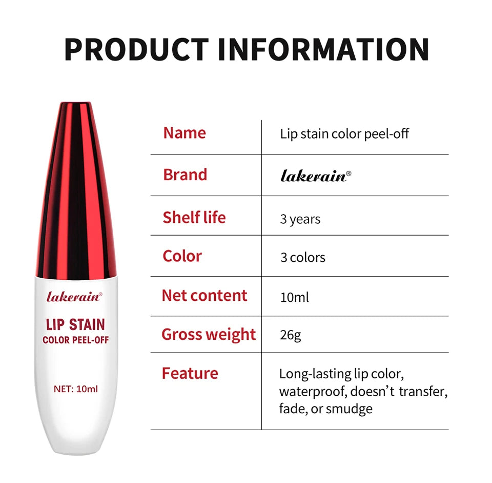 Waterproof Peel-Off Lip Stain for Long-Lasting Natural Color