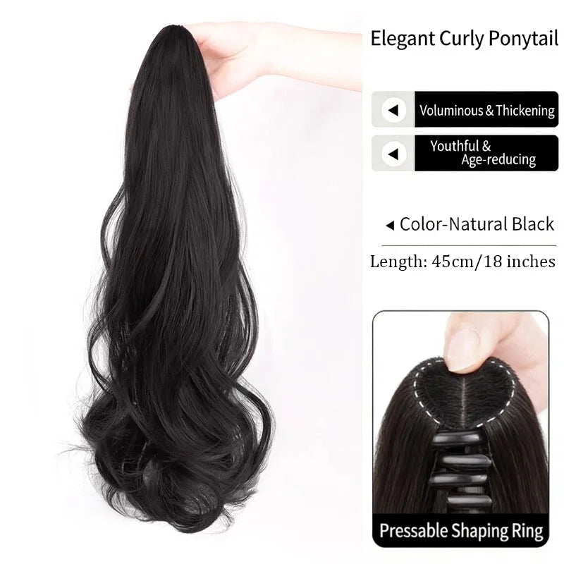20-Inch Long Wavy Claw Clip Ponytail Extension