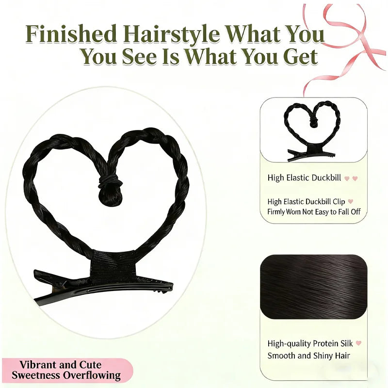 Heart-Shaped Braided Hair Clip for Party Styles - 3