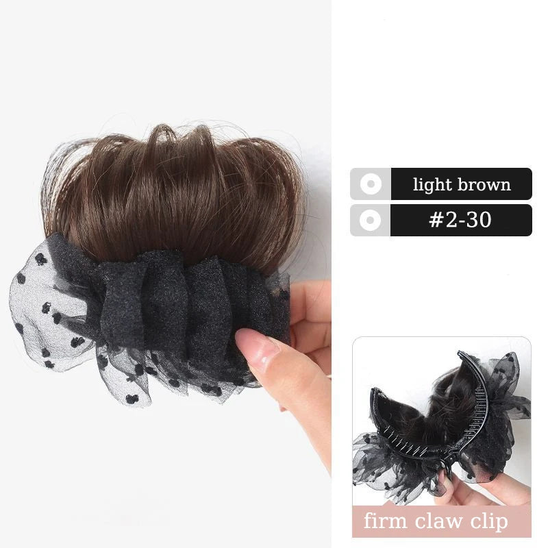 Elegant Tulle Cloud Bun Hair Extension Clip - 6