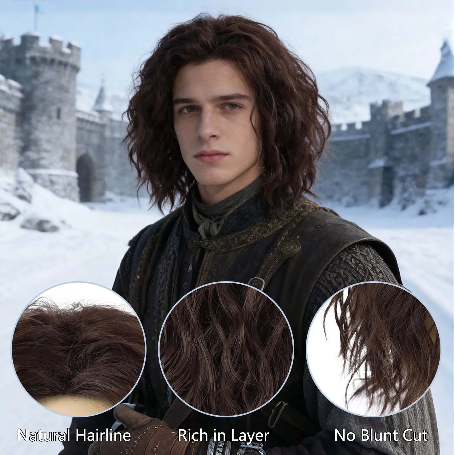 Short Curly Synthetic Hair Wig for Men Costume Party and Cosplay - 3