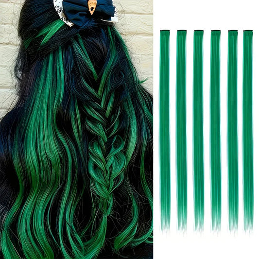 22 Inch Green Clip-In Hair Extensions for Parties