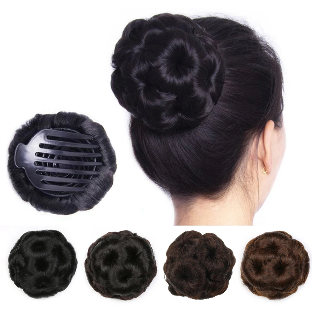Synthetic Curly Claw Clip Hair Bun for Instant Volume