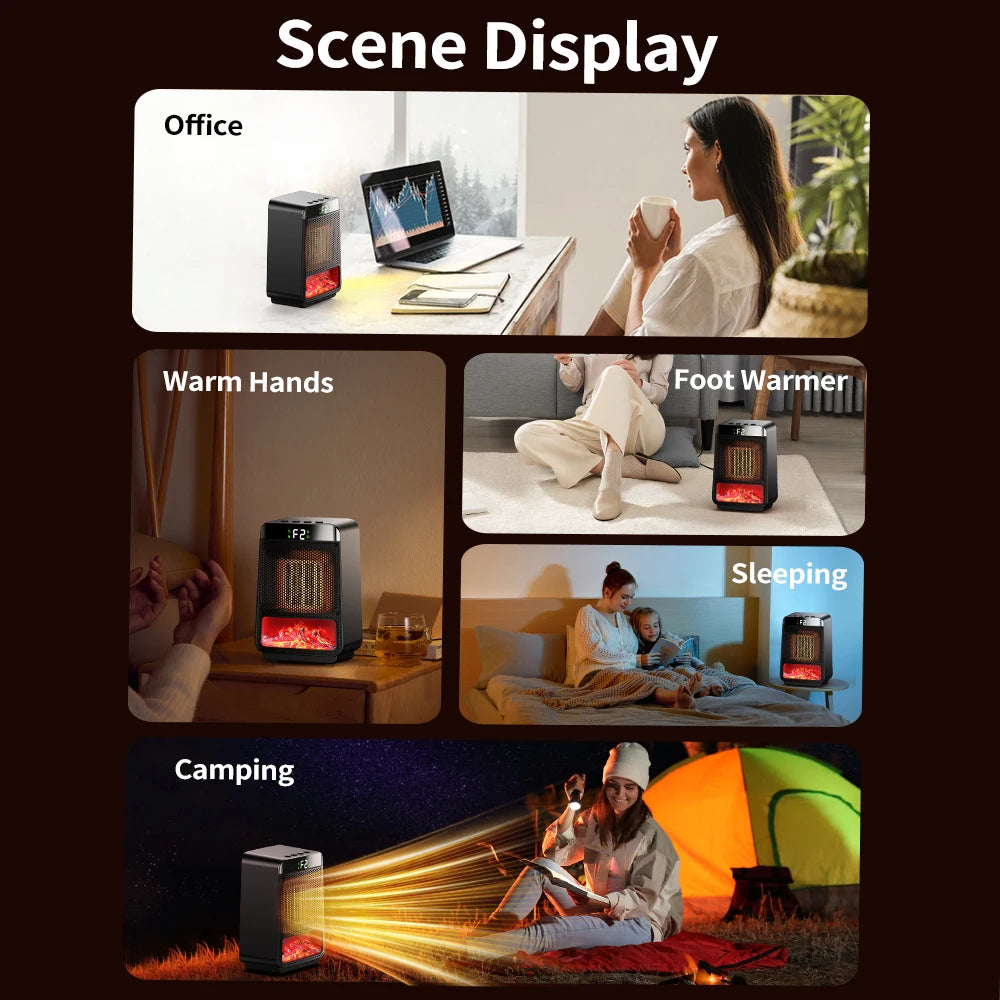 Portable Electric Space Heater with Ambient Flame Light and Timer - 20