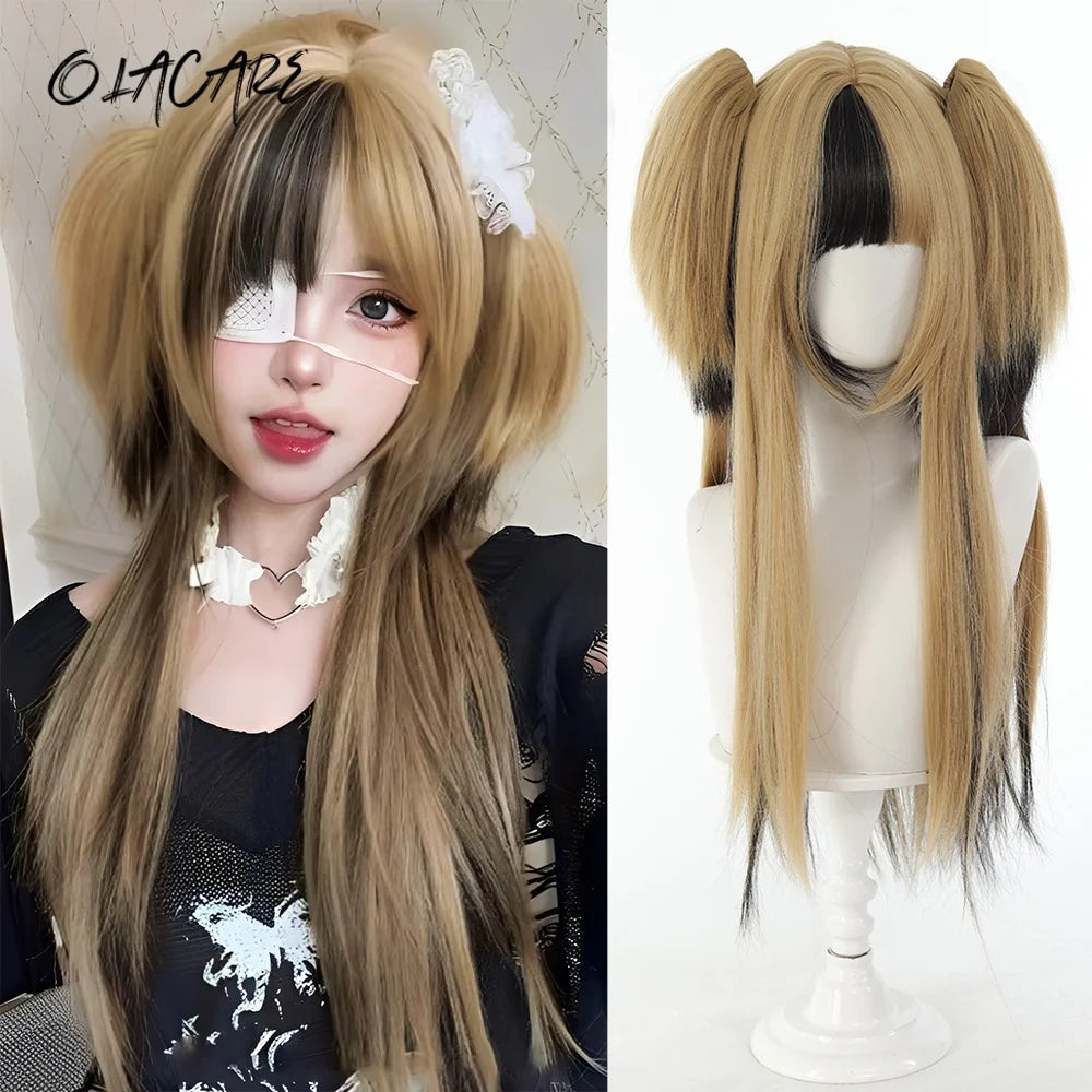 24 Inch Long Pink Cosplay Wig with Bangs - 17