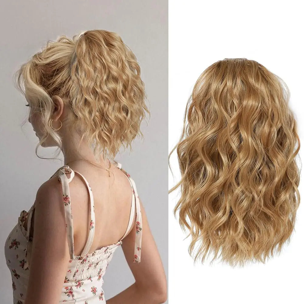 14-Inch Curly Water Ripple Drawstring Ponytail Extension - 26