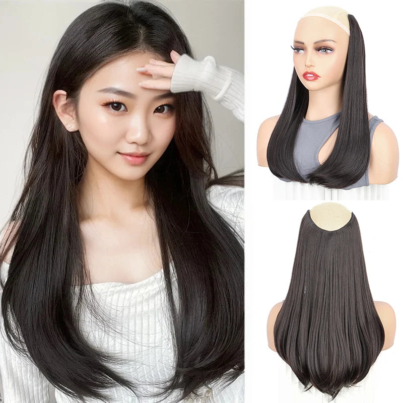 18-Inch Straight V-Shaped Clip-In Hair Extension for Women