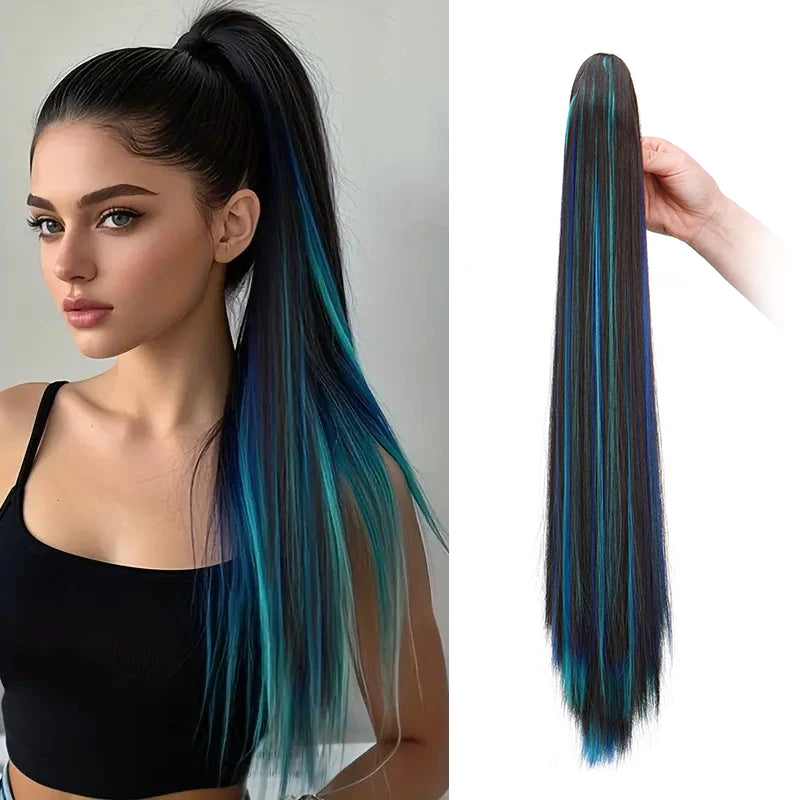 24-Inch Highlighted Claw Clip Ponytail Extension - 1
