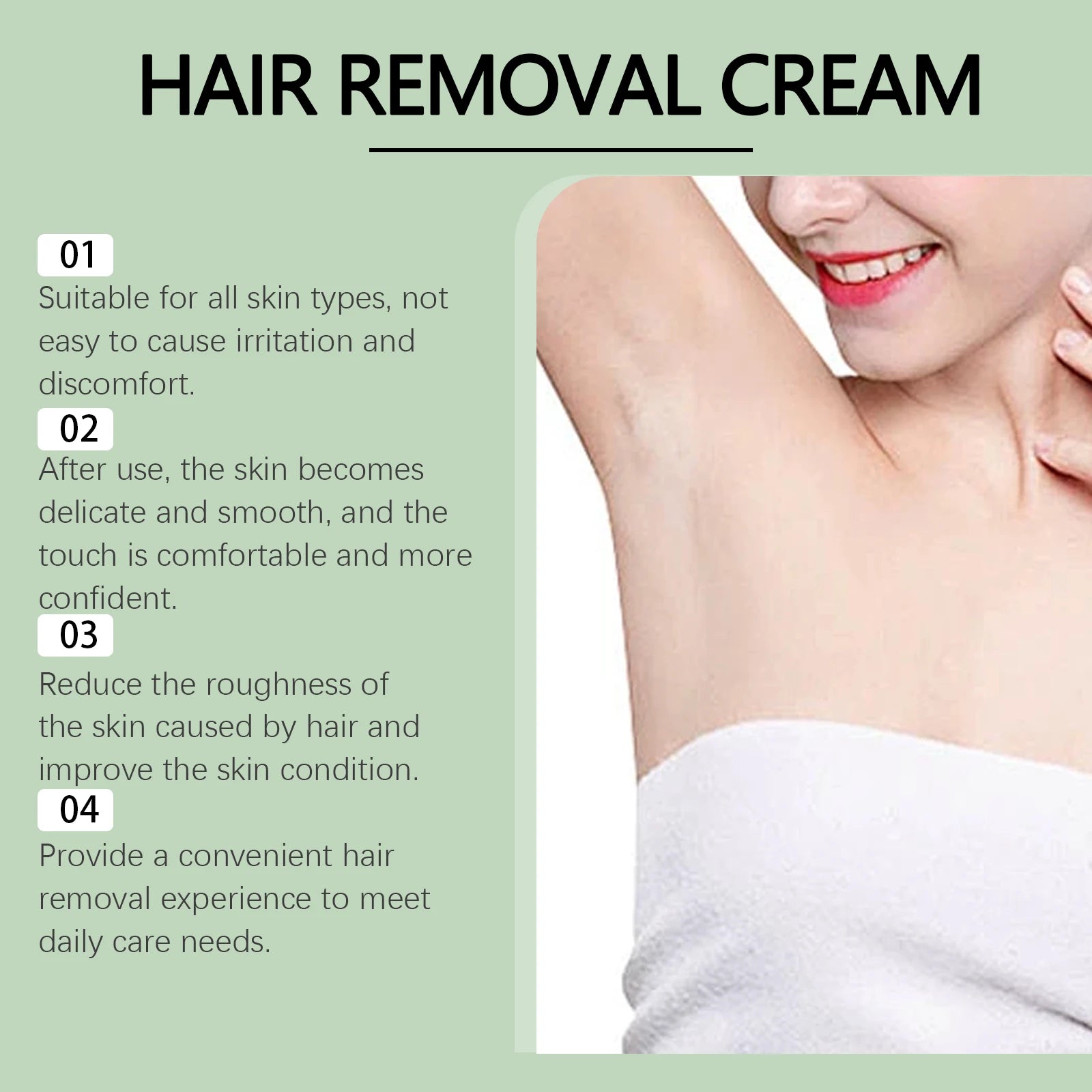 Aloe Vera Painless Hair Removal Cream for Smooth Whole Body Skin - 10