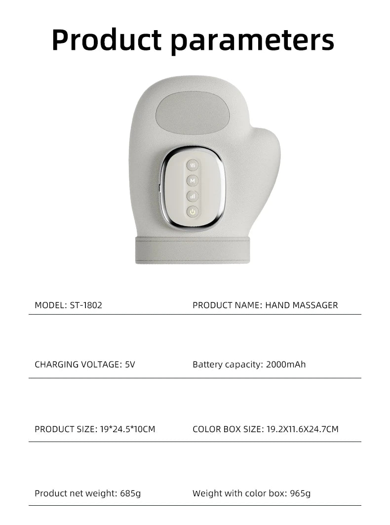 Electric Hand Massager with Airbag Compression for Palm and Wrist Relief