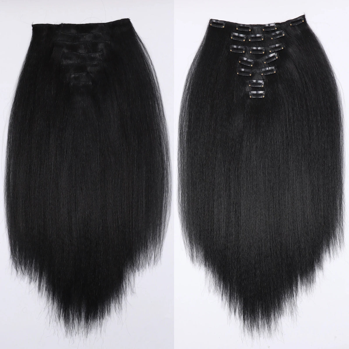 Kinky Straight Clip-In Hair Extensions for Natural Looking Volume