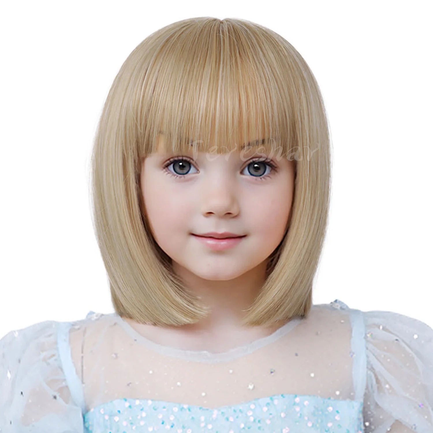 Short Straight Bob Wig with Bangs for Girls Kids Cosplay and Parties - 15