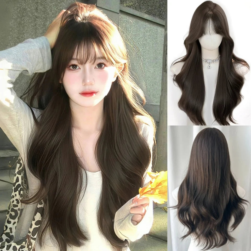 Wavy Brown Cosplay Wig with Curly Pigtails for Costume Parties