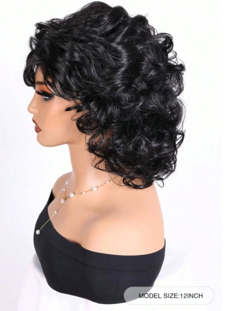 Short Fluffy Curly Synthetic Wig for Daily Wear and Parties - 9
