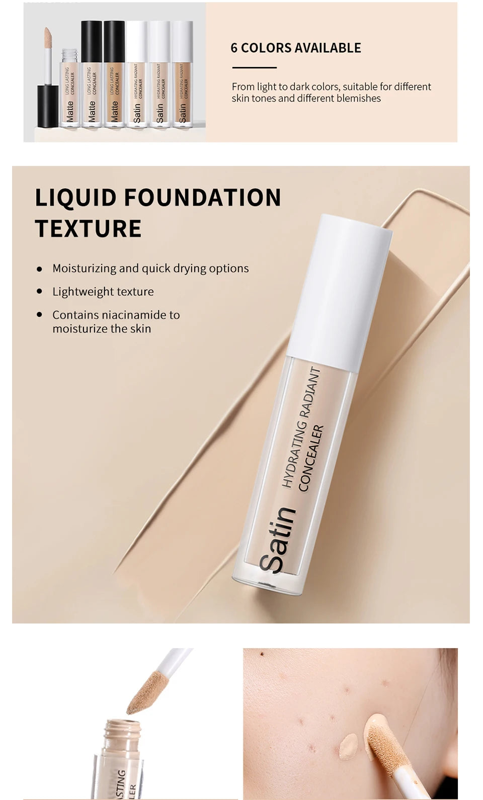 Full Coverage Matte Finish Liquid Concealer for All Skin Types - 13