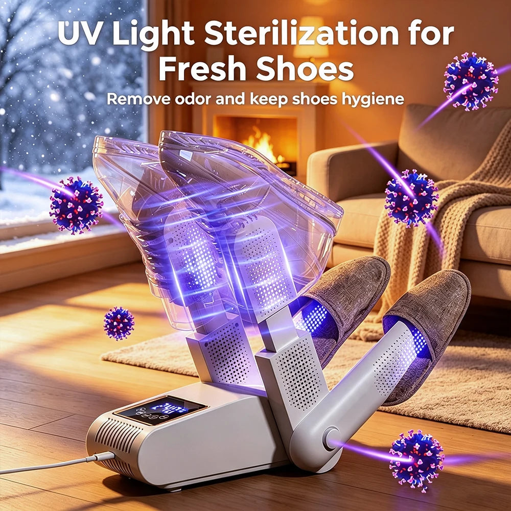Foldable 4-Tube Electric Shoe and Boot Dryer with UV Sterilization