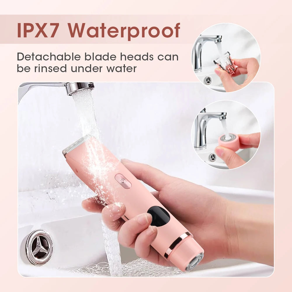 Dual-Head Electric Shaver and Bikini Trimmer for Women