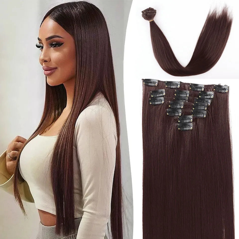 22-Inch Clip-In Long Straight Hair Extensions - 8