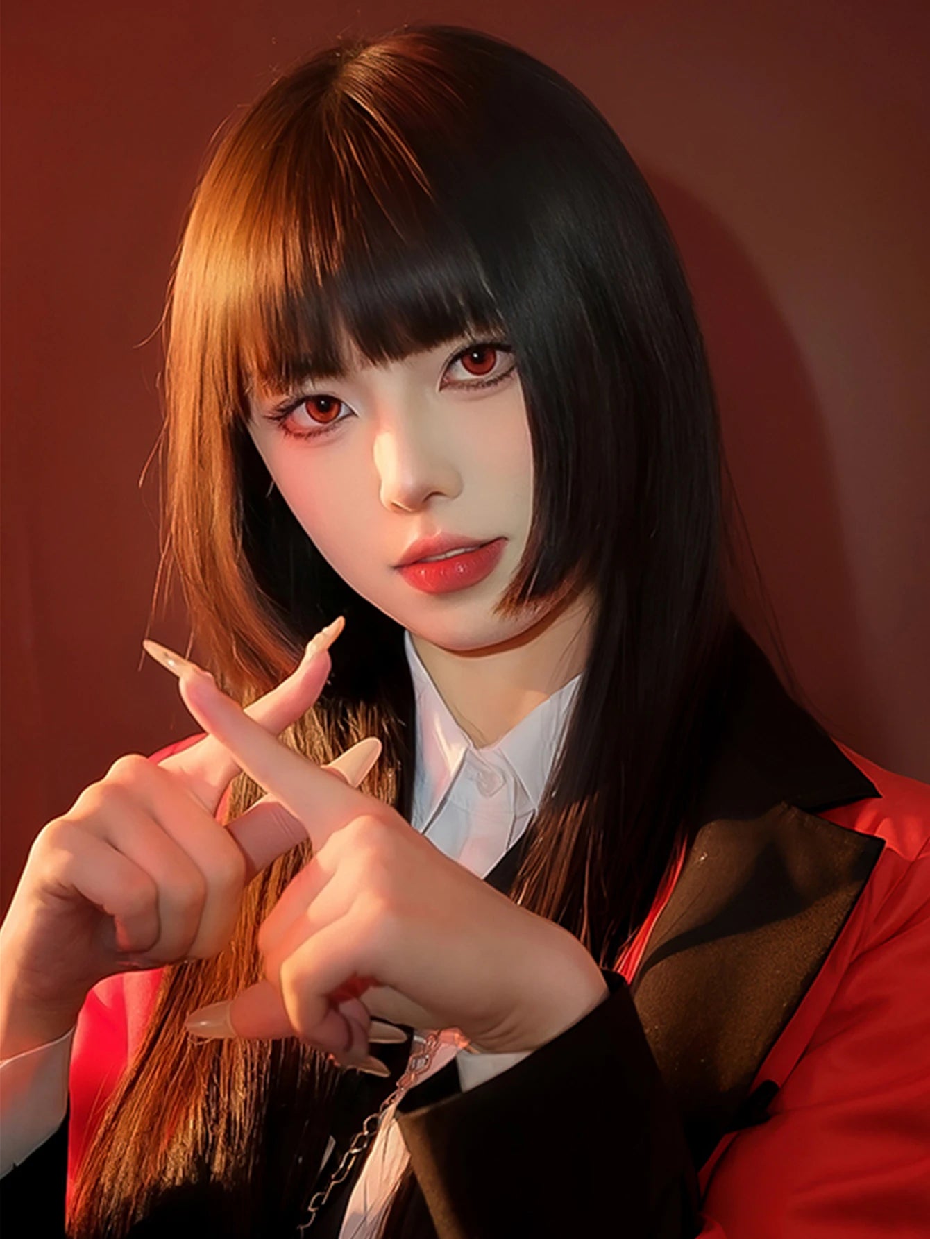 Long Straight Cosplay Wig with Bangs for Parties - 6