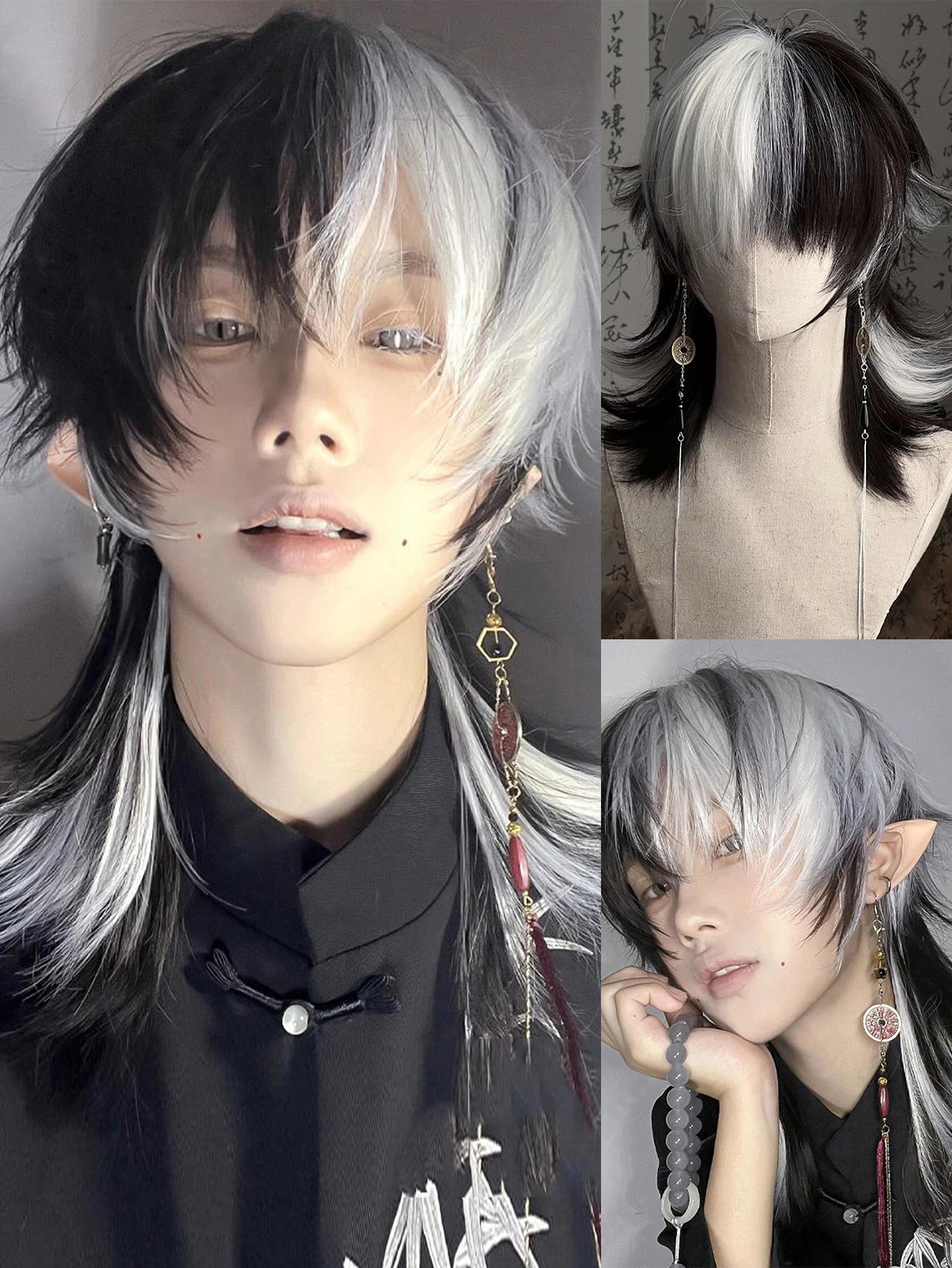 Short Mullet Anime Cosplay Wig with Bangs - 31