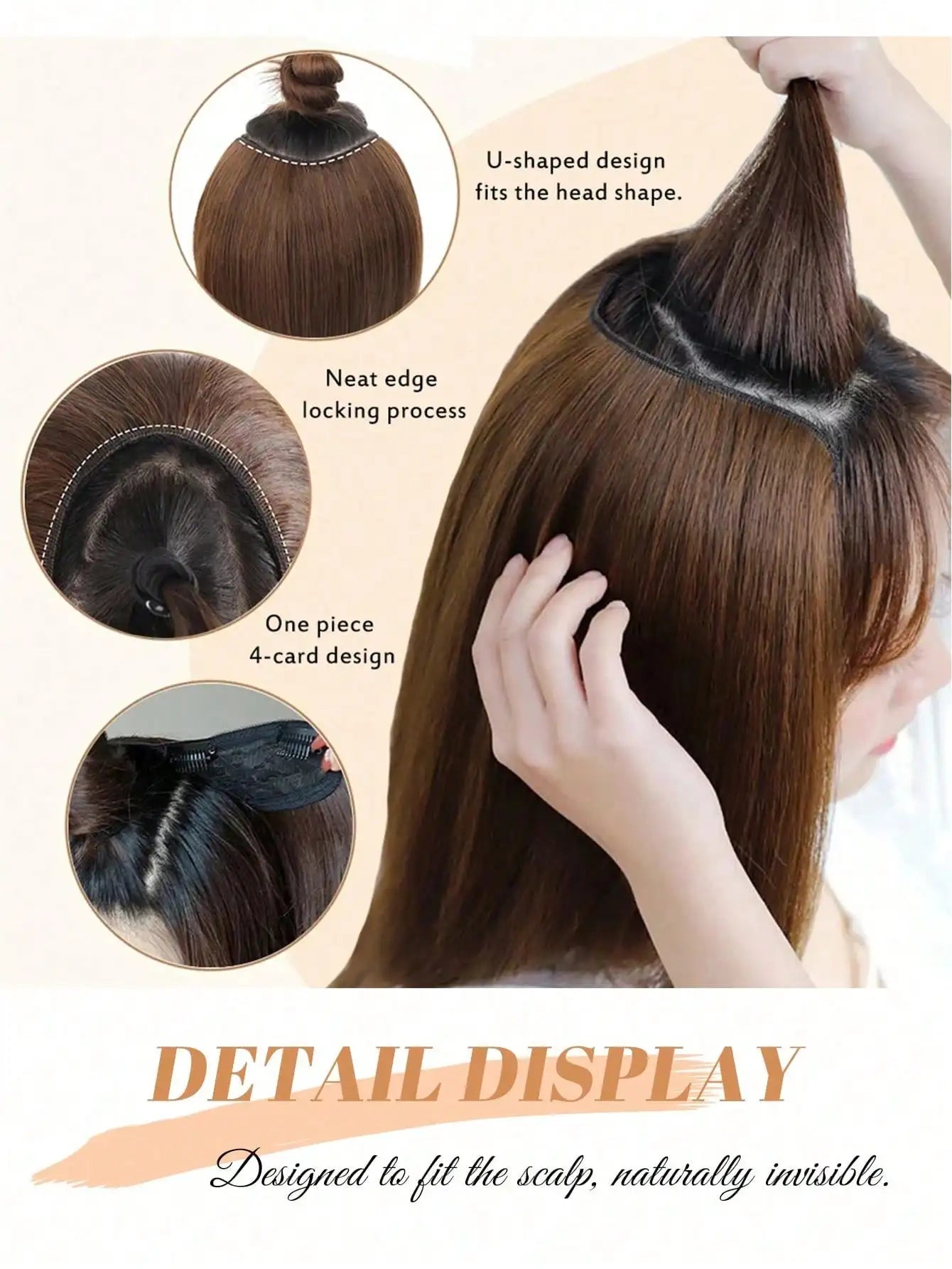 U-Shaped Long Straight Clip-In Hair Extension for Volume - 6