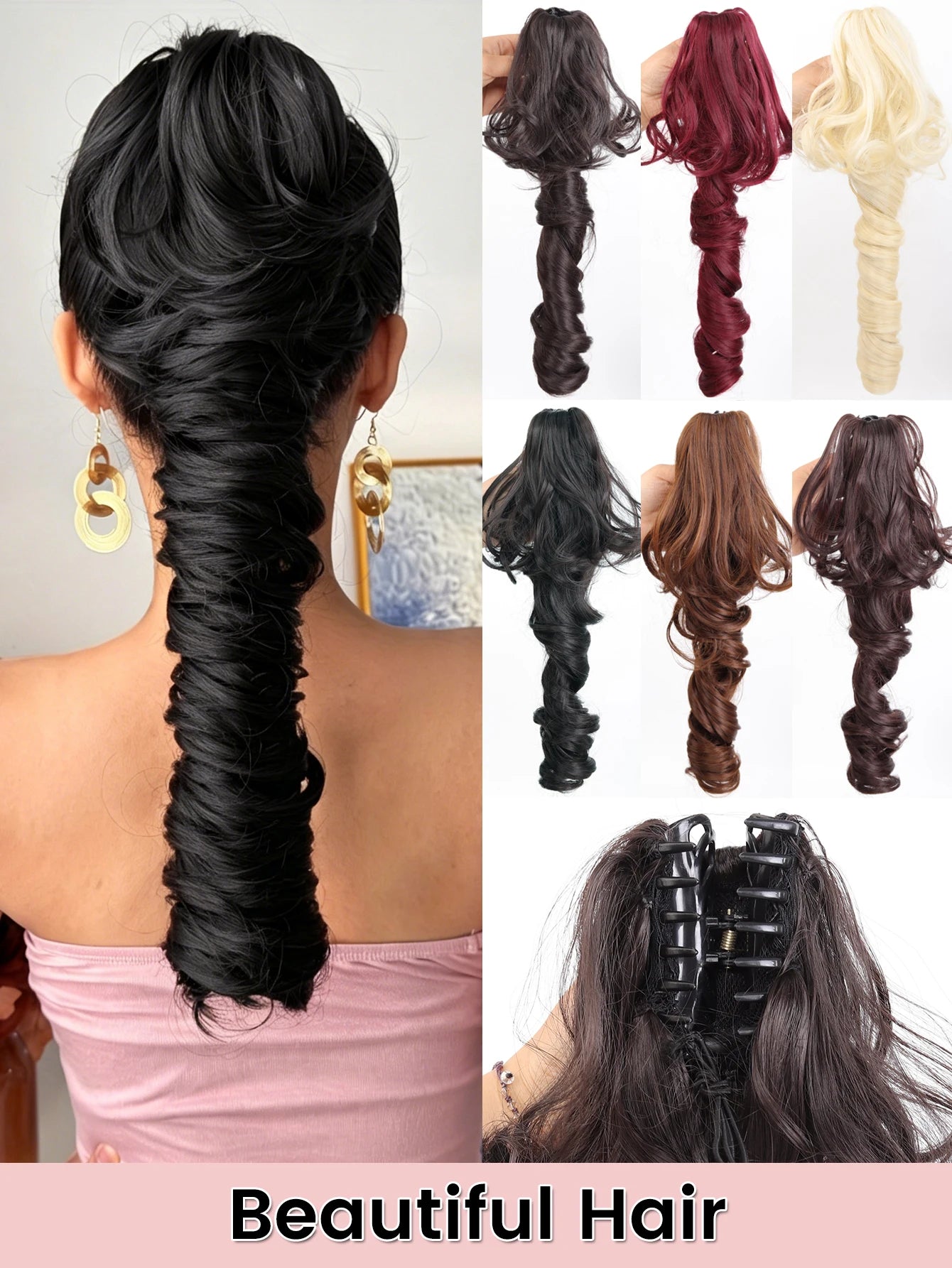 16-Inch Curly Claw Clip Ponytail Hair Extension - 7