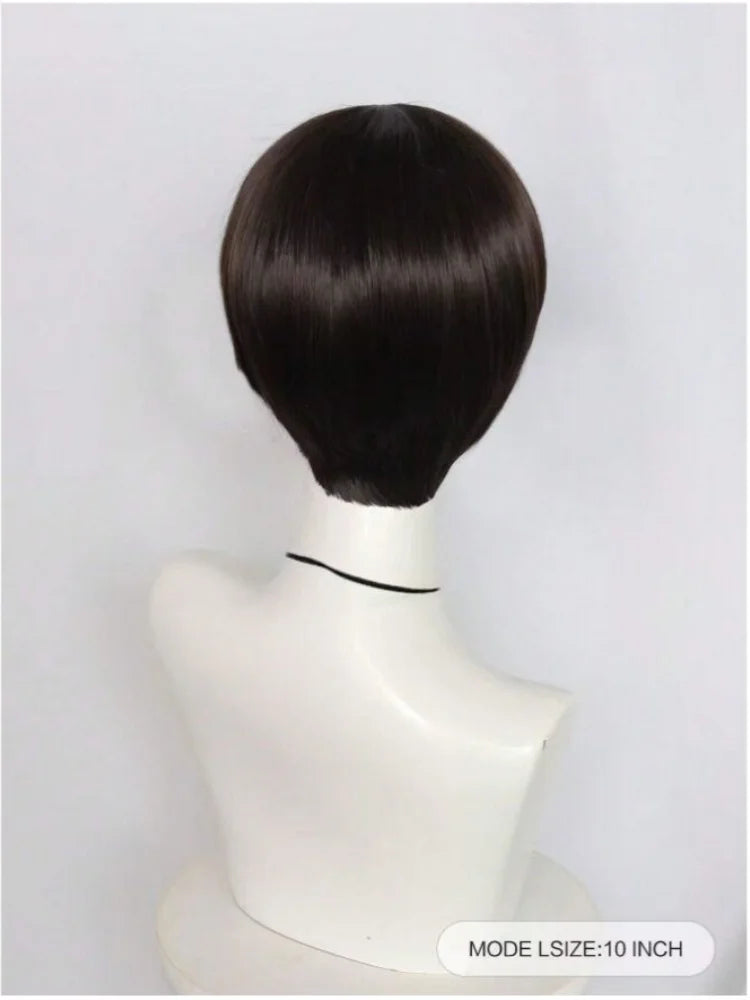 Short Brown Cosplay Bowl Cut Wig for Men - 5