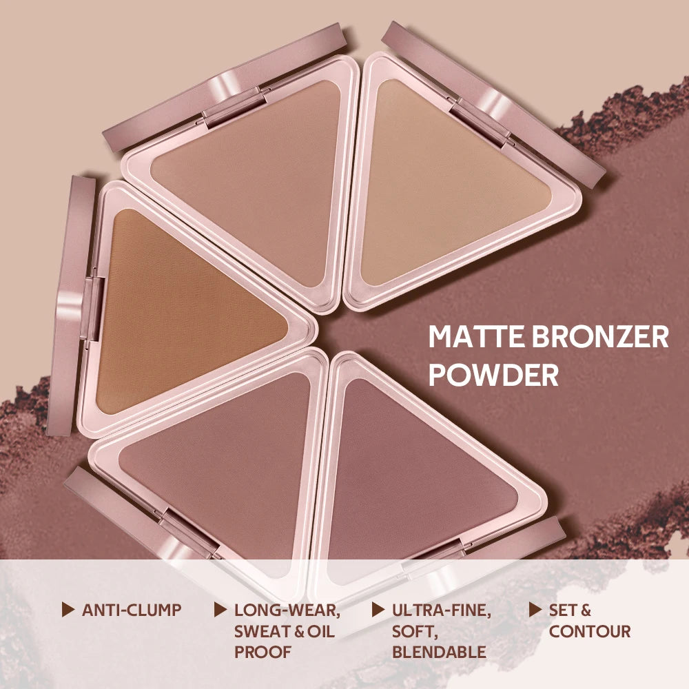 Long-Lasting Matte Bronzer Powder for Smooth Face Contouring