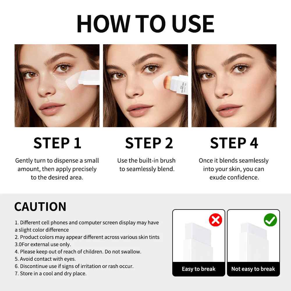 Dual-Ended Waterproof Foundation and Concealer Stick with Built-in Brush - 5