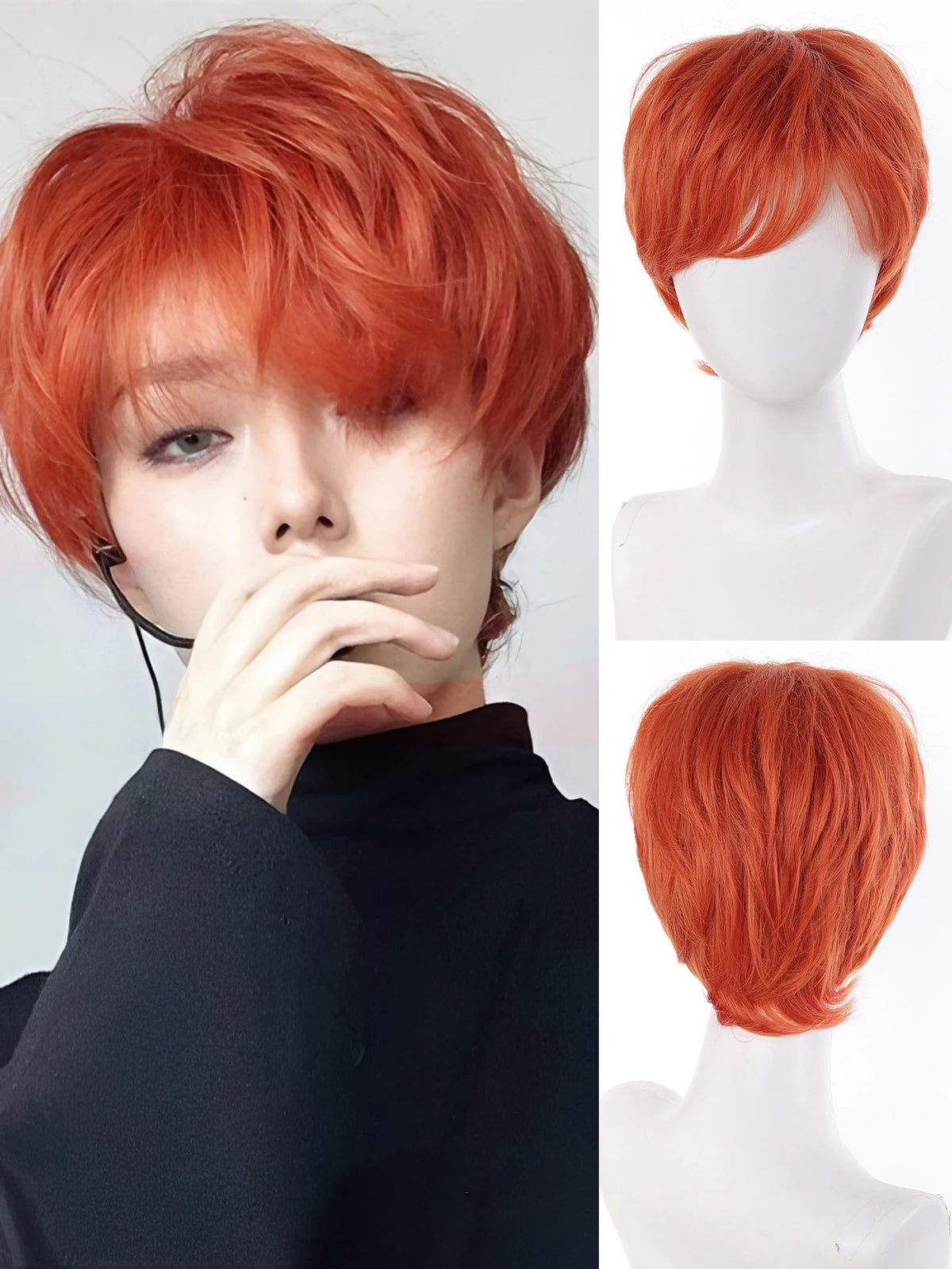 Short Mullet Anime Cosplay Wig with Bangs