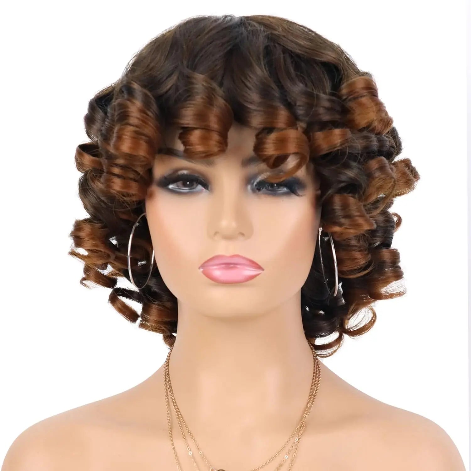 Short Afro Curly Wig with Bangs for Daily Wear - 9