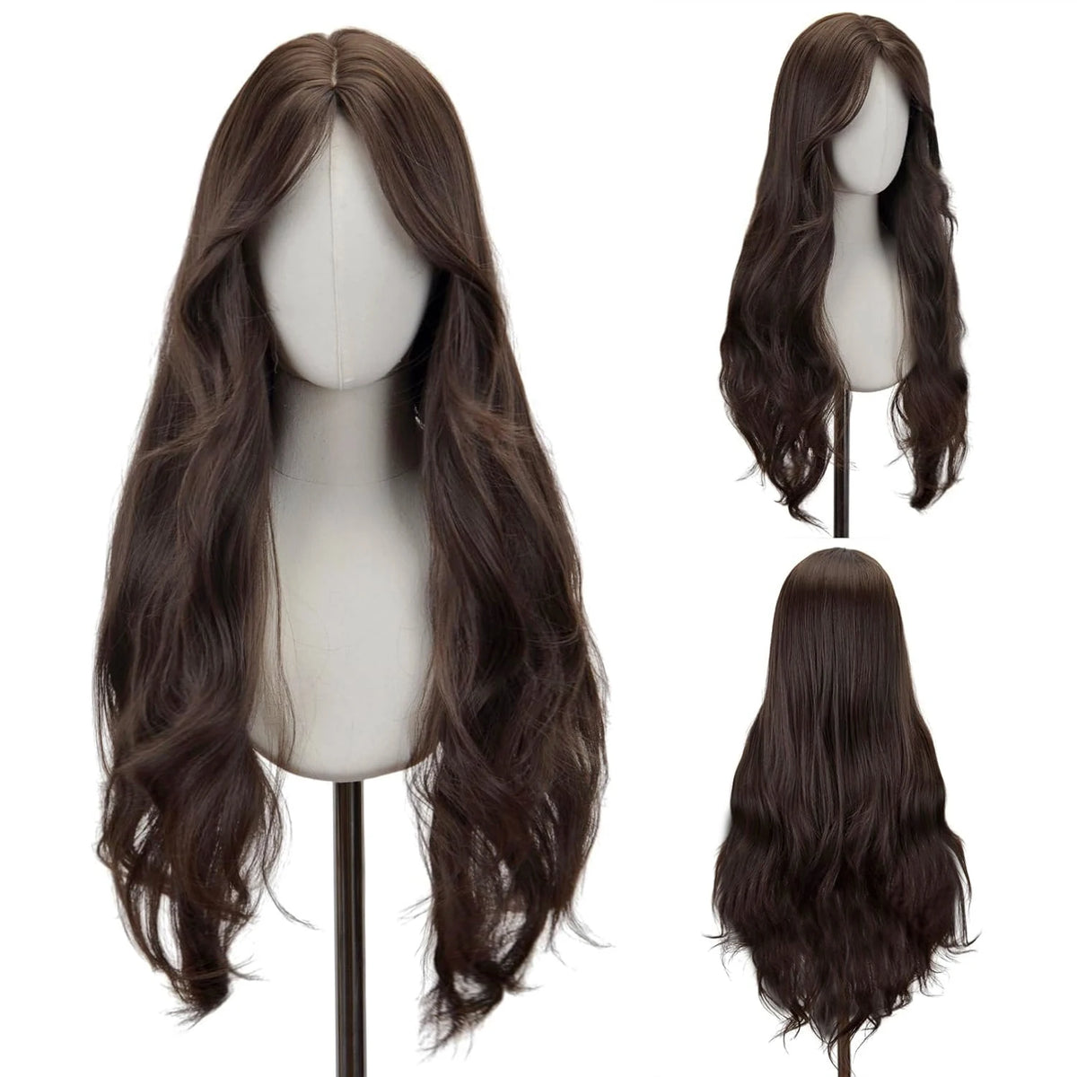 Natural Wavy Middle Part Daily Wear Synthetic Wig for Women