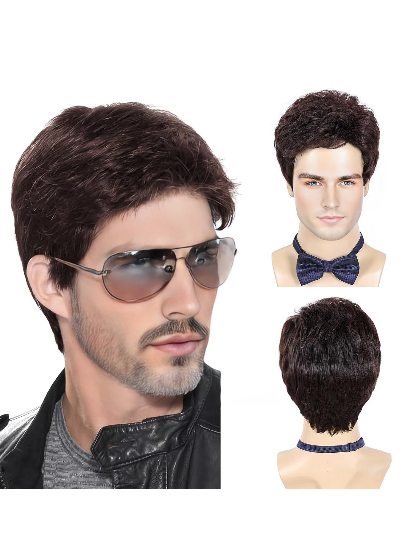 Short Silver Gray Men's Wig for Cosplay and Costumes - 6