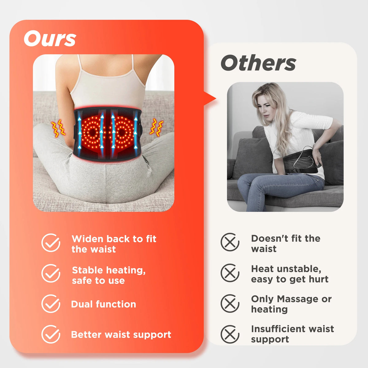 Cordless Heated Vibration Massage Belt for Lower Back and Waist Relief