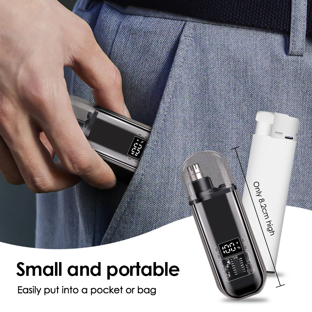 Electric Rechargeable Nose and Ear Hair Trimmer with LED Display