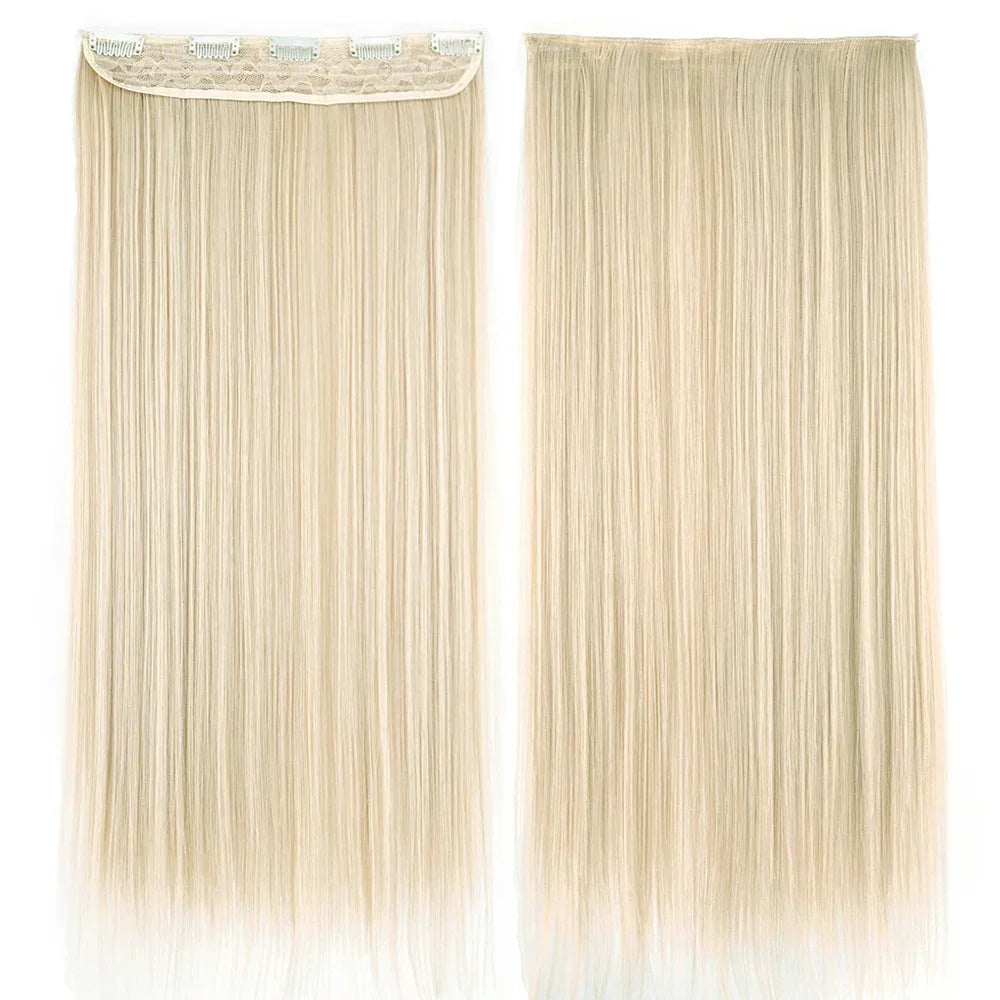 Straight Synthetic Clip-In Hair Extensions for Instant Volume