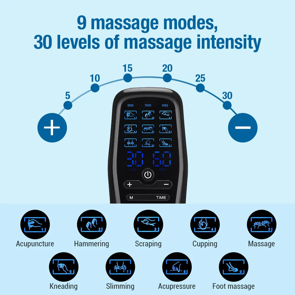 Portable Electric Dual-Channel TENS Body and Neck Massage Therapy Device - 2